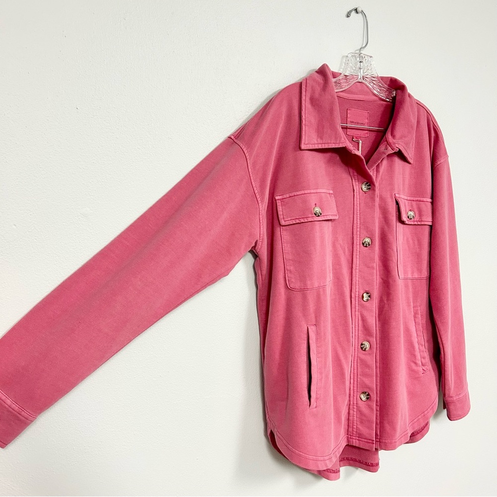 THREAD & SUPPLY 🍣 Pink Oversized Sweatshirt Jacket - Size M - Picture 5 of 6